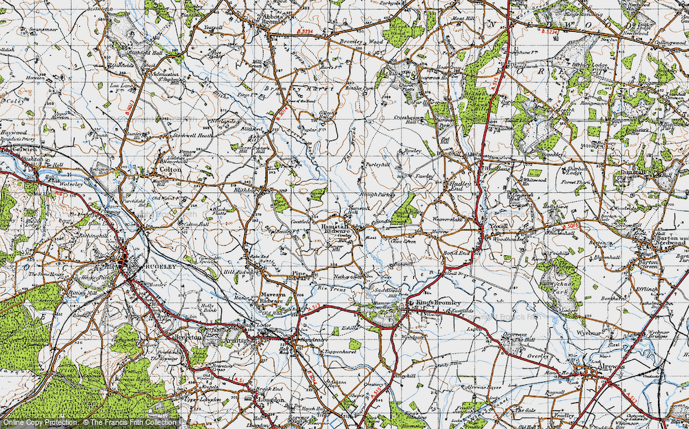 Old Map of Historic Map covering Braddocks Barn in 1946