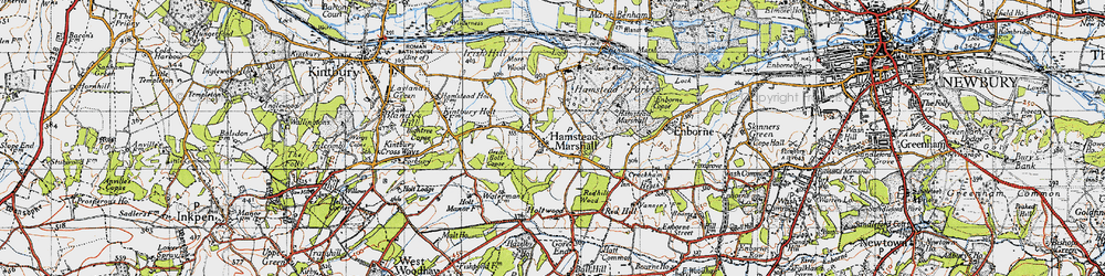 Old map of Hamstead Marshall in 1945