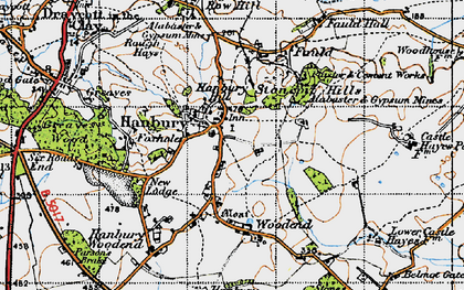 Old map of Hanbury in 1946