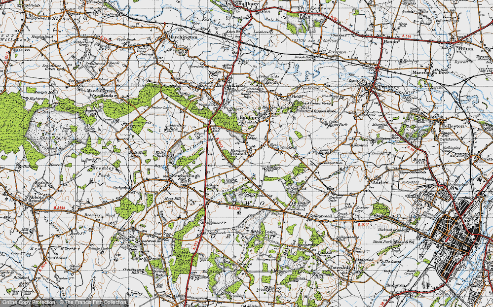 Old Map of Hanbury Woodend, 1946 in 1946