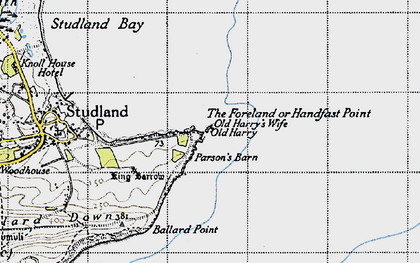 Old map of Handfast Point in 1940