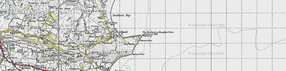 Old map of Handfast Point in 1940