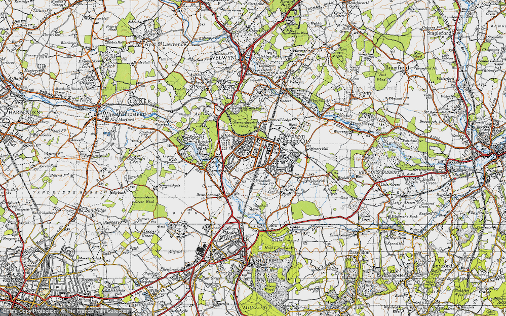 Old Map of Handside, 1946 in 1946