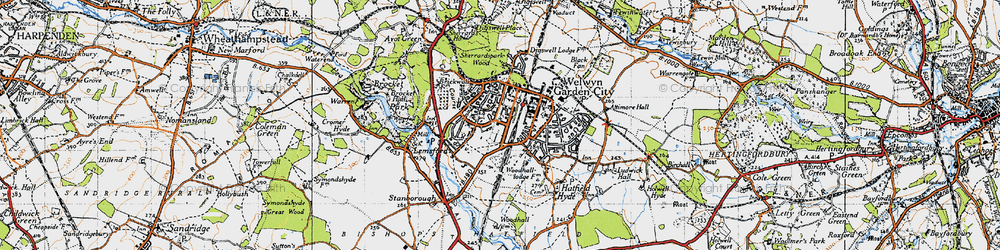 Old map of Handside in 1946