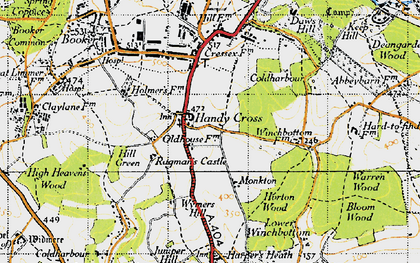 Old map of Handy Cross in 1947