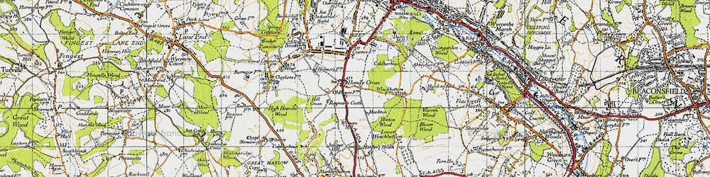 Old map of Handy Cross in 1947