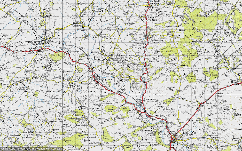 Old Map of Hanford, 1945 in 1945