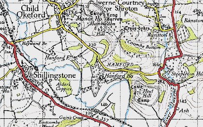 Old map of Hanford in 1945