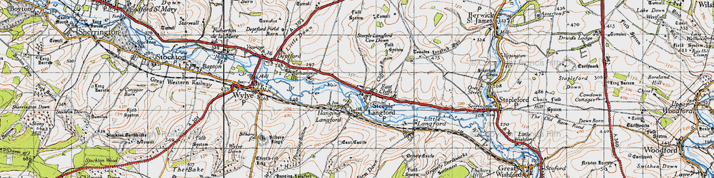 Old map of Hanging Langford in 1940