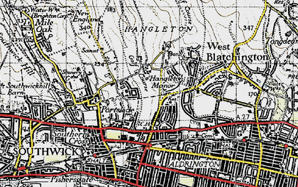 Old map of Hangleton in 1940