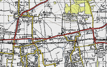 Old map of Highdown Hill in 1945