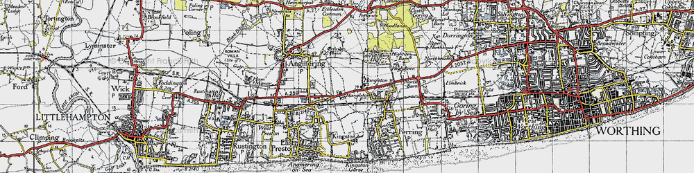 Old map of Highdown Hill in 1945