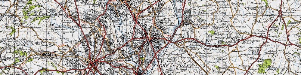 Old map of Hanley in 1946