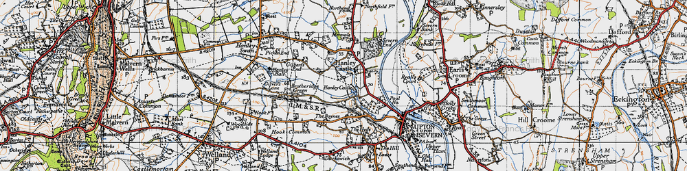 Old map of Hanley Castle in 1947