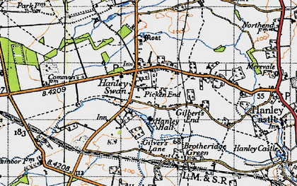 Old map of Hanley Swan in 1947