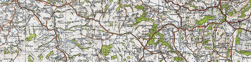 Old map of Lea Green in 1947