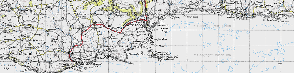 Old map of Hannafore in 1946