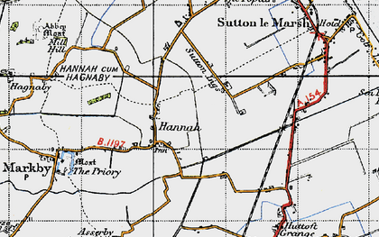 Old map of Hannah in 1946