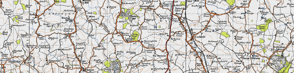 Old map of Hanningfields Green in 1946