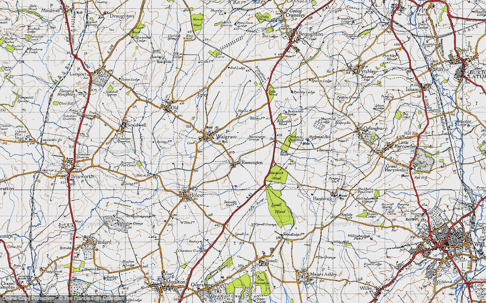 Old Map of Historic Map covering Badsaddle Wood in 1946
