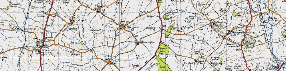 Old map of Hannington in 1946