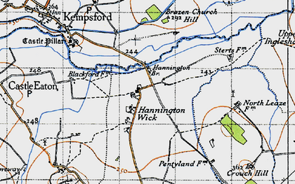 Old map of Brazen Church Hill in 1947