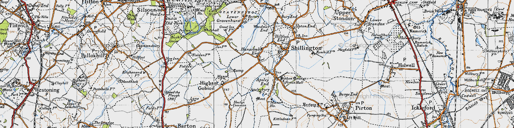 Old map of Hanscombe End in 1946