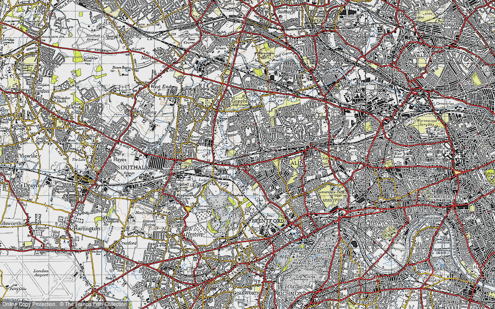 Old Map of Hanwell, 1945 in 1945