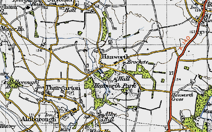 Old map of Hanworth in 1945