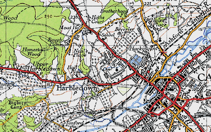 Old map of Harbledown in 1947