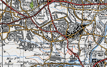 Old map of Harborne in 1947