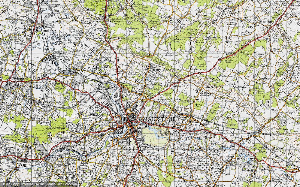 Old Map of Historic Map covering Park Wood in 1946