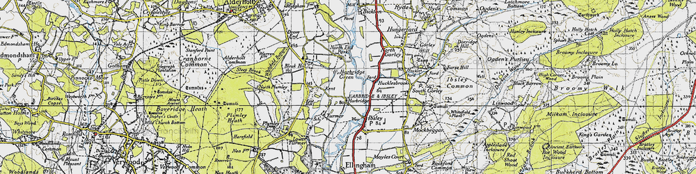 Old map of Harbridge in 1940