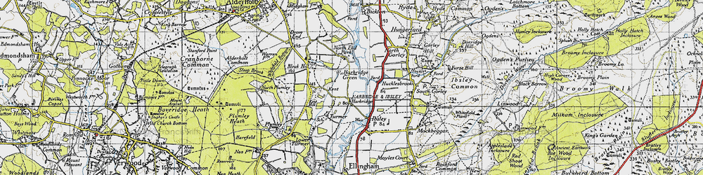 Old map of Harbridge Green in 1940