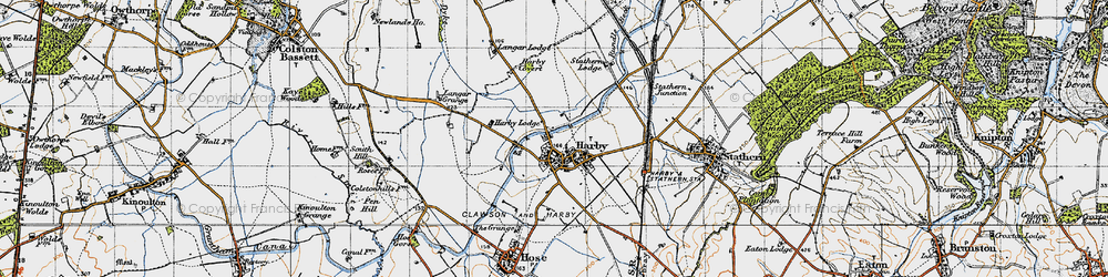 Old map of Harby in 1946