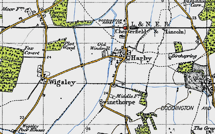 Old map of Harby in 1947