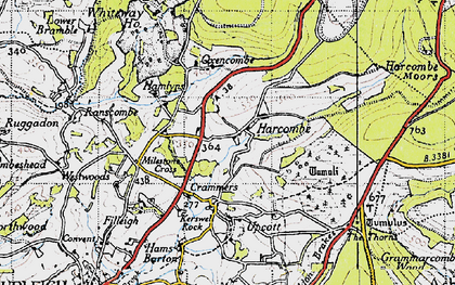 Old map of Harcombe in 1946