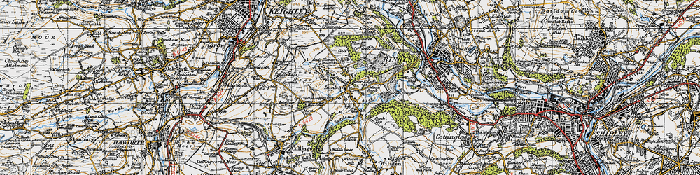 Old map of Harden in 1947