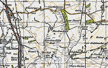 Old map of Shap Summit in 1947