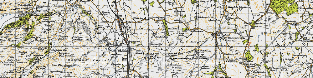 Old map of Shap Summit in 1947