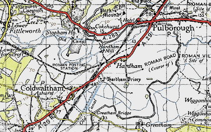 Old map of Hardham in 1940