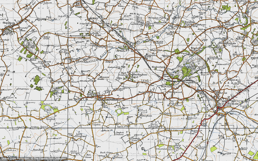 Old Map of Hardingham, 1946 in 1946