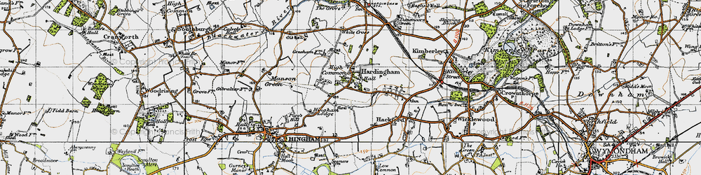 Old map of Hardingham in 1946