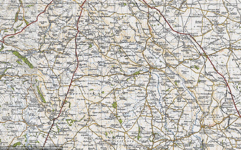 Old Map of Historic Map covering Barrow Moor in 1947