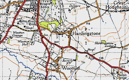 Old map of Hardingstone in 1946