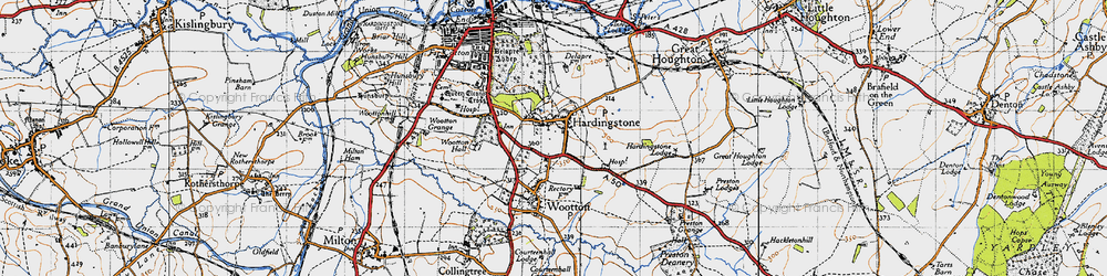 Old map of Hardingstone in 1946