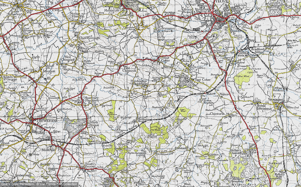 Old Map of Hardington Mandeville, 1945 in 1945