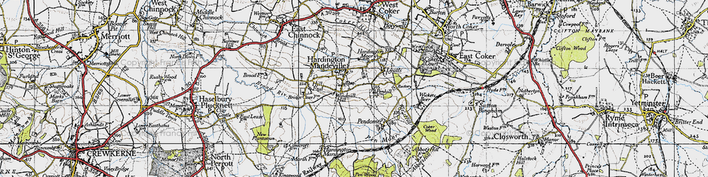 Old map of Hardington Mandeville in 1945
