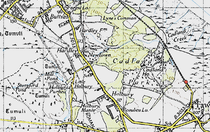 Old map of Hardley in 1945