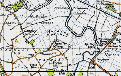 Old map of Hardley Street in 1946